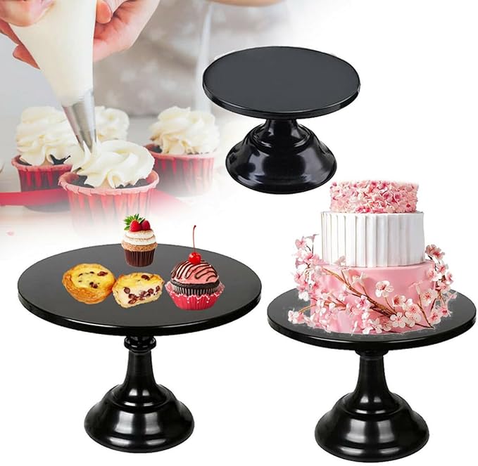 3 Pcs Metal Cake Stand Set 8/10/12 inch Dessert Table Display Perfect for Baby Shower Wedding Birthday(Black)