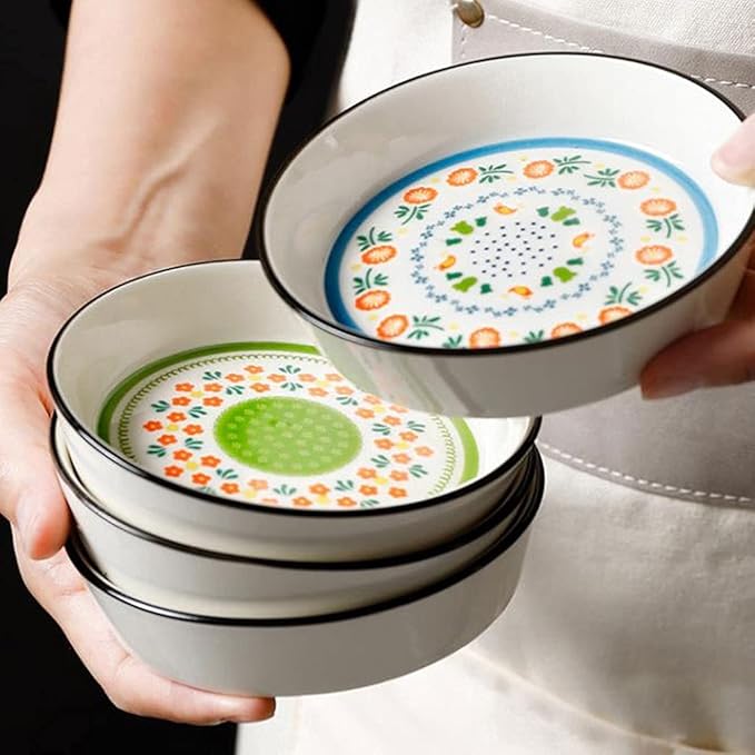 Appetizer Bowls Set of 4 Ceramic Sauce Dish Soy Sauce Dipping Plates Snack Sushi Fruit Appetizer Plates Side Dishes 4.33inches Salad Bowls (Color : Blue3)