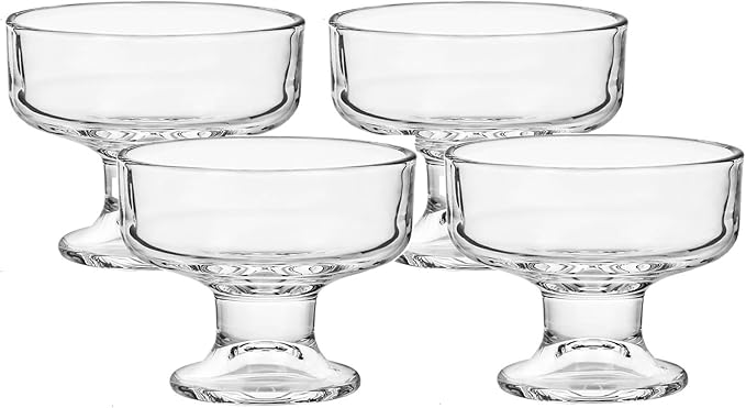 4 Pack Glass Ice Cream Cups,Glass Dessert Bowls,7oz Mixed Drinks Cups for Drinks,Dessert,Nuts,Fruit, Pudding,Snack,Cocktail Party (4)