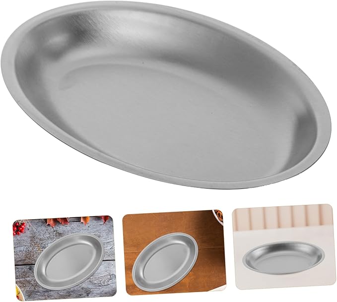 Cabilock Stainless Steel Oval Serving Tray for Fish Appetizers Desserts and Snacks Elegant Design for Home and Outdoor Use and Lightweight Silver Platter