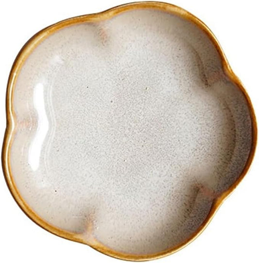 Sauce Dish Creative Plum Blossom Shape Plate Ceramic Tableware Household Dipping Sauce Dish Restaurant Barbecue Dipping Dish Snack Plate(B), ZCL2024