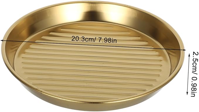 GLEAVI Stainless Steel Snack Plate 20cm Grilled Meat Dish Versatile Plate for Seafood Steaks Ideal for Camping Birthdays