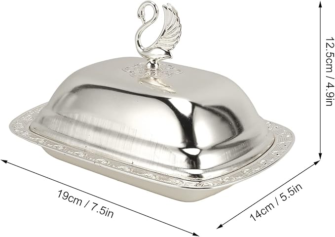 Gold Stainless Steel Gold Serving Tray, European Style Elegant Serving Platter Small Storage Fruit Tray, Eating Trays Metal Fruit Plate Table Decoration with Lid for Snacks Candies Desserts(Silver)