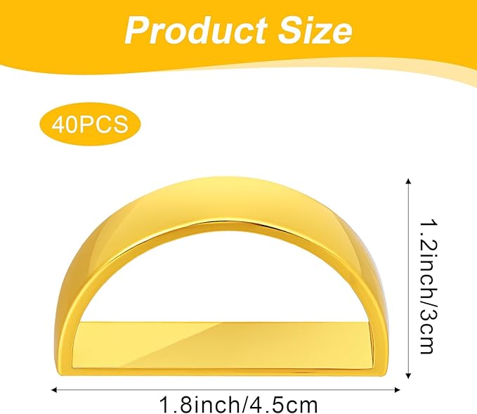 40Pcs Zinc Alloy Napkin Rings, Festival Metal Napkin Ring Holders, Gold Modern Serviette Buckles, Semicircle Metallic Adornment for Table Settings Kitchen Dinner Party Wedding