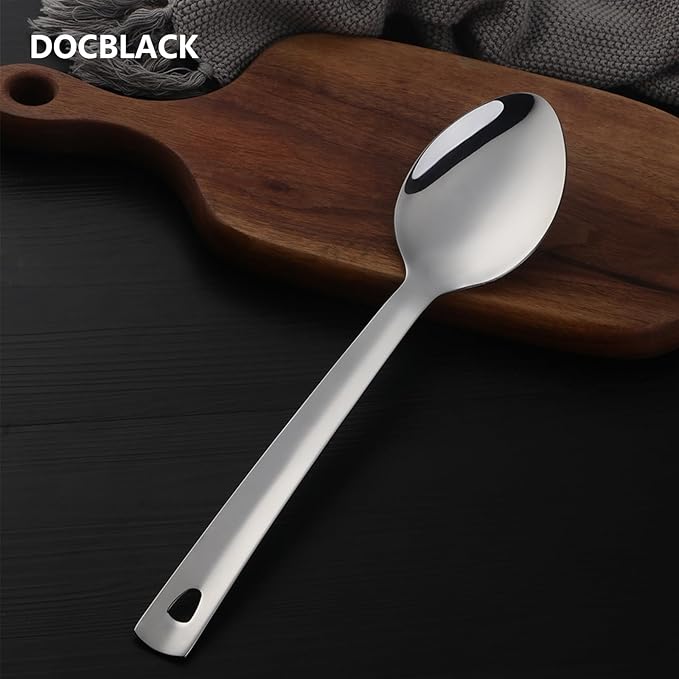 DOCBLACK 13 Inch Serving Spoons Set of 6, Heavy Duty Stainless Steel Buffet Spoons with Long Handle for Kitchen, Restaurant, Party, Dishwasher Safe (Silver, 6PCS)