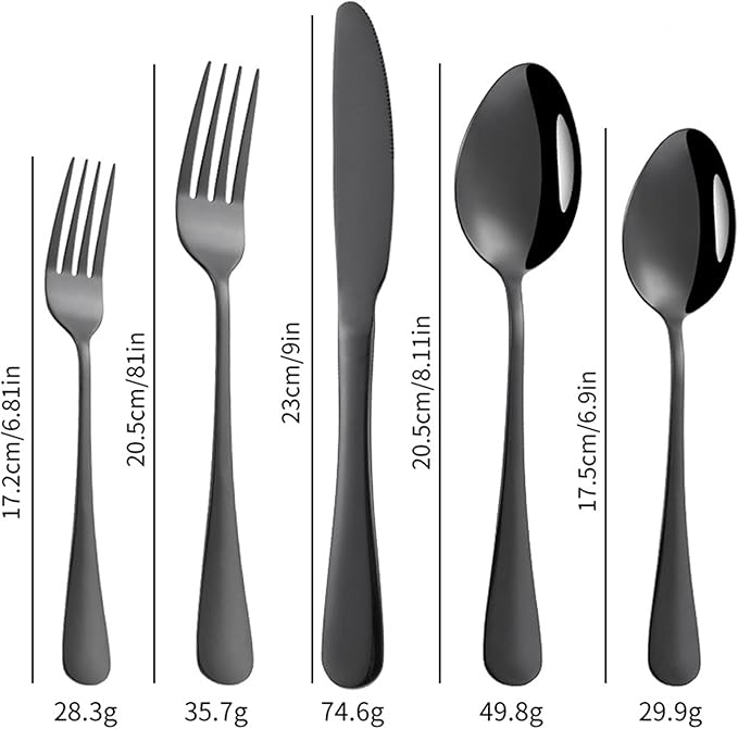 Stainless Steel Customized Flatware Set,Engraving Name Knife Forks Spoon,Personalized names will be engraved on your tableware, Customized Birthday Christmas Gift Black