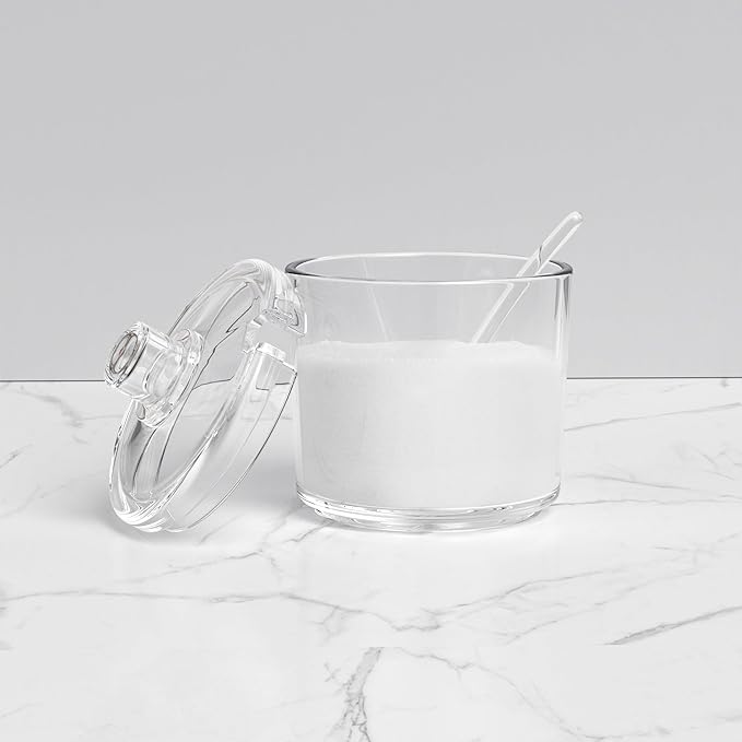 Sugar Container with Lid and Spoon,Sugar Bowl Acrylic Jar for Coffee Bar Accessories Coffee Canister Kitchen Decor (Small)