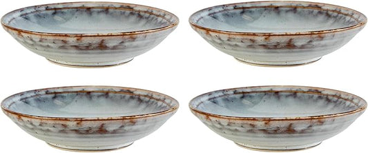47th & Main Glazed Set of 4 Ceramic Serving Dishes Appetizer Plates, 6.5" Diameter x 1.5" Tall, Speckled