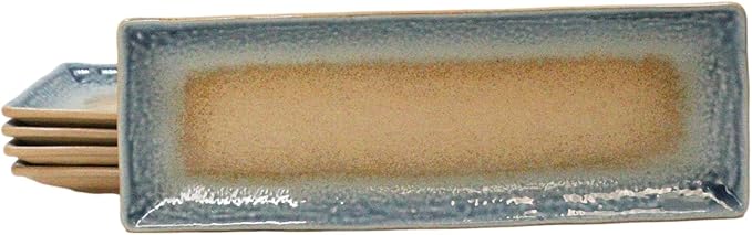 Ebros Gift Artistic Blue River Ao Nagashi Collection Dinnerware Serveware Kitchenware Set Asian Japanese Restaurant Supply (Pack Of 5 Rectangular Serving Platter 14" L)