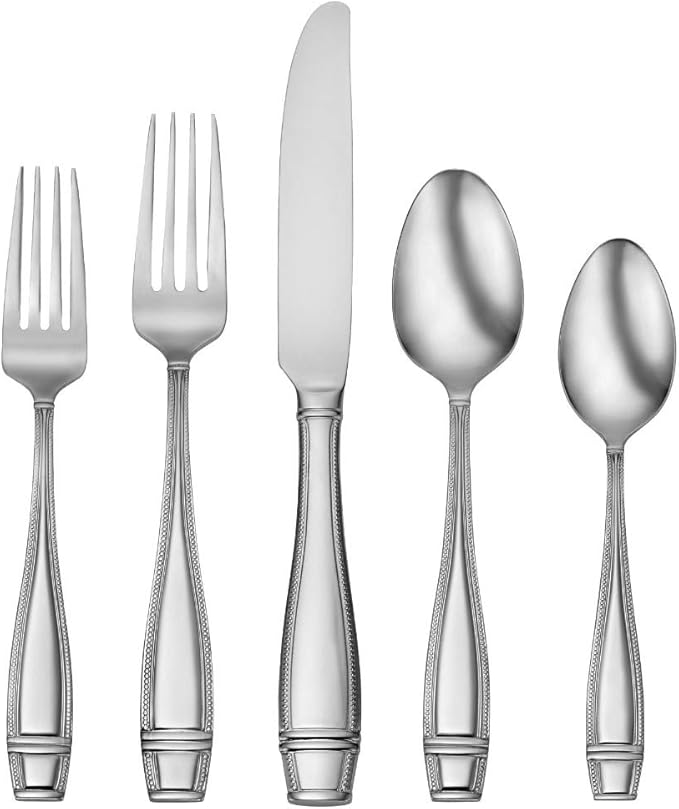 Oneida Ellis 20 Piece Everyday Flatware, Service for 4, 18/0 Stainless Steel, Silverware Set