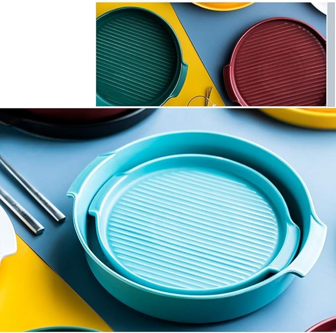 European Style China Dinnerware Set Dinner Plate Ceramics Dinnerware Set Bone China 26 Pieces Plates and Bowls Sets/Pure White Blue Edge Porcelain Dinner Set (Blue White)