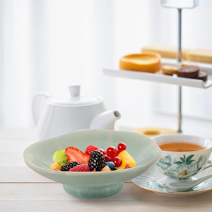 Elegant Pattern Ceramic Plate Dessert Appetizer Serving Smooth Surface for Home Restaurant