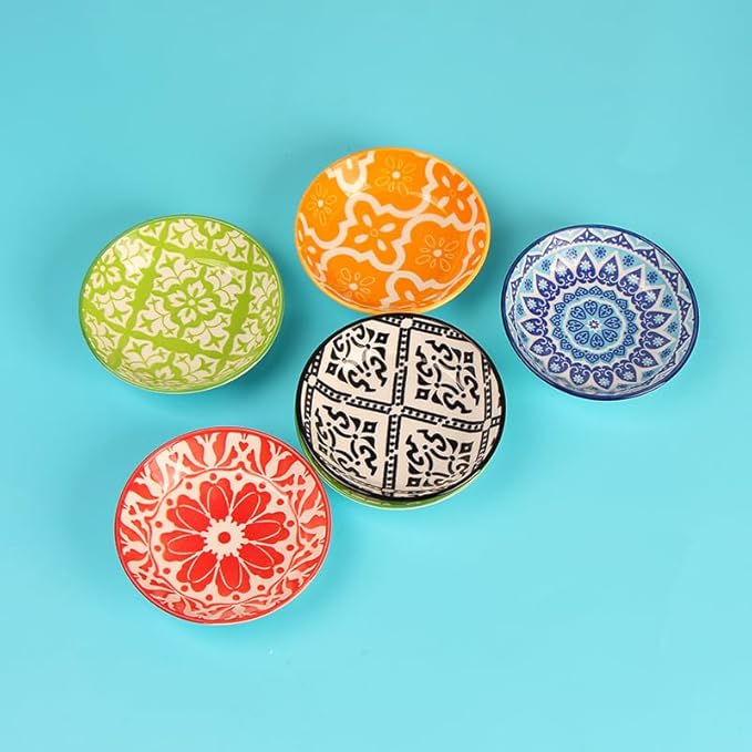 10Pcs Ceramic Seasoning Dishes Set - Bohemian Style Sauce Plates for Home, Kitchen, Restaurant, Sushi Bar, Party & Outdoor Use