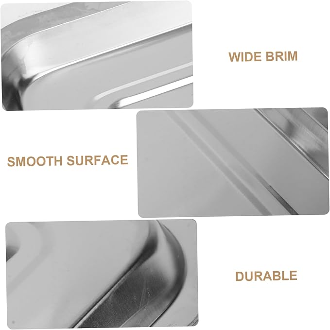 4pcs Stainless Steel Bread Tray Fruit Plate Cake Serving Plate Silver Tray for Home Dining
