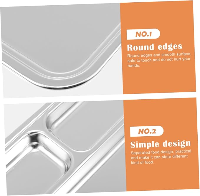 304 Stainless Steel Divided Sauce Plate Multi-Grid BBQ Plate for Restaurants Compartments for Meal Prep and Portion Control