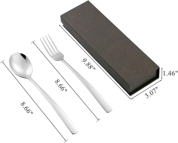 Personalized Flatware Set, Yoption Stainless Steel Customized Engraved Spoon and Fork Kit with Gift Box, Unique Gift (Customized Round Spoon & Fork, 1)