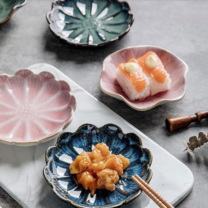 Dipping Sauce Dish Dipping Bowl Appetizer Plates Lotus Leaf Shaped Ceramics Seasoning Dishes Japanese Style Sauce Dish Ketchup Saucer Vinegar Spice Soy Sushi Seasoning Dipping Bowls Dipping Sauce Bowl