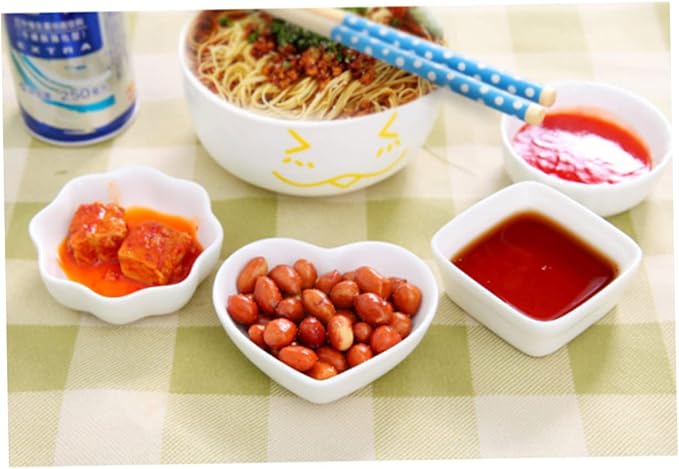 2PCS White Ceramic Dipping Dish Elegant Porcelain Appetizer Plates for Seasoning Sauce Desserts and Condiments Square Shape Lightweight Stackable Design