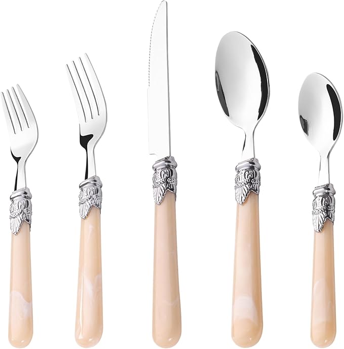 Serving Sets, 30-Piece Flatware Cutlery Set, Durable Stainless Steel Serving Utensils Set Including Dinner Forks, Knives, Spoons With Classic Handle For Steak, Salad, Soup, Tea (Set of 5)