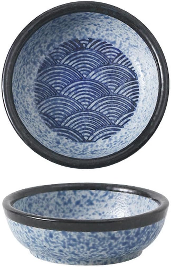 Japanese household ceramics simple underglaze color creative personality exquisite dish -4 inch round dish (sea ripple)