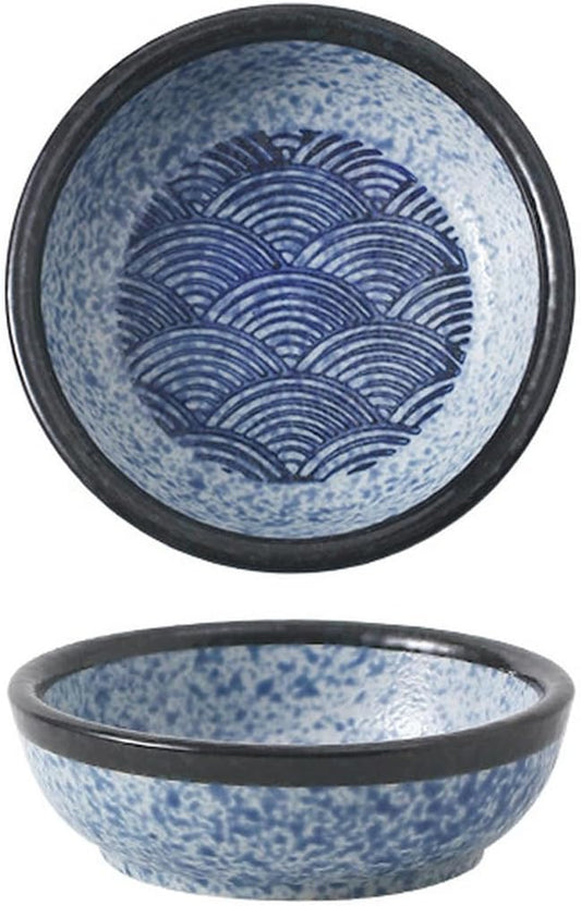 Japanese household ceramics simple underglaze color creative personality exquisite dish -4 inch round dish (sea ripple)