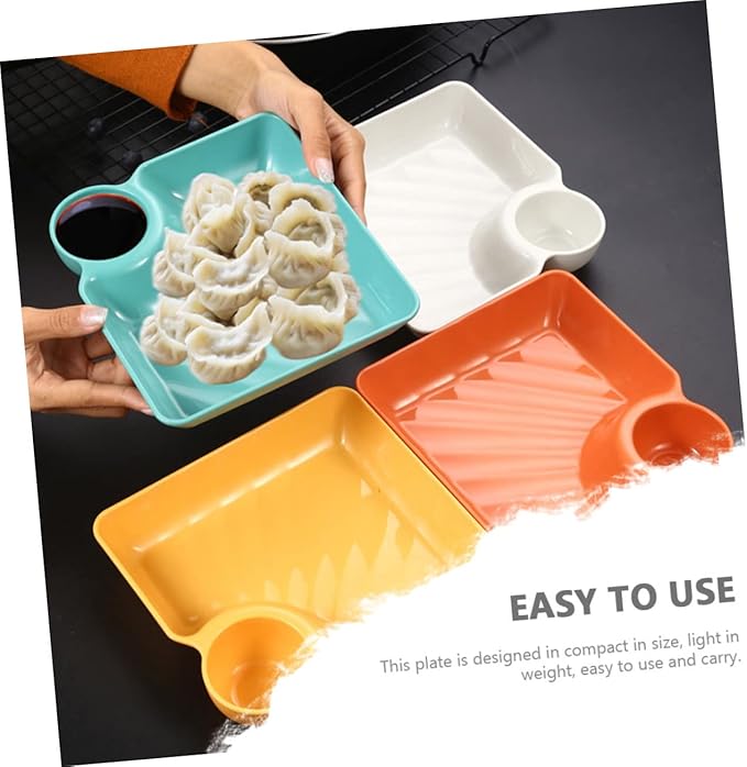 Cabilock 4Pcs Simple Style PP Snack Dishes Dumpling Plates for Appetizers Home Tableware and Easy to Clean for Serving Desserts and Bites