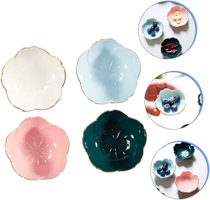 4pcs Ceramic Dipping Sauce Bowls Elegant Appetizer Plates for Soy Sauce Ketchup Vinegar Design for Home Kitchen Parties and Outdoor Use