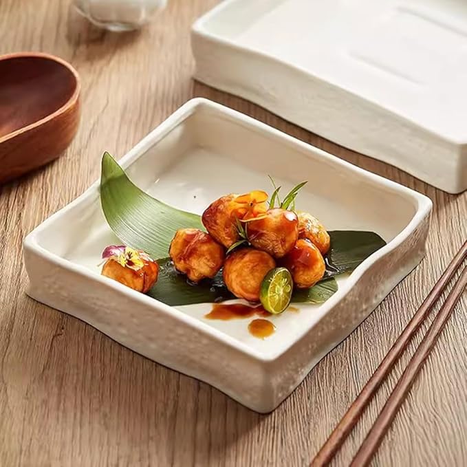 SONGCHAO Party Supplies Creative Square Dinner Plate Ceramic Cold Dish Plate Restaurant Appetizer Plate Commercial Snack Plate Dessert Plate Party Plates (Color : 6.5in)