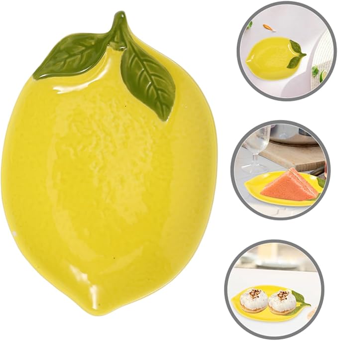 GLEAVI Adorable Lemon Plate Ceramic Dessert Bowl Smooth Surface for Snacks Fruits and Sweets