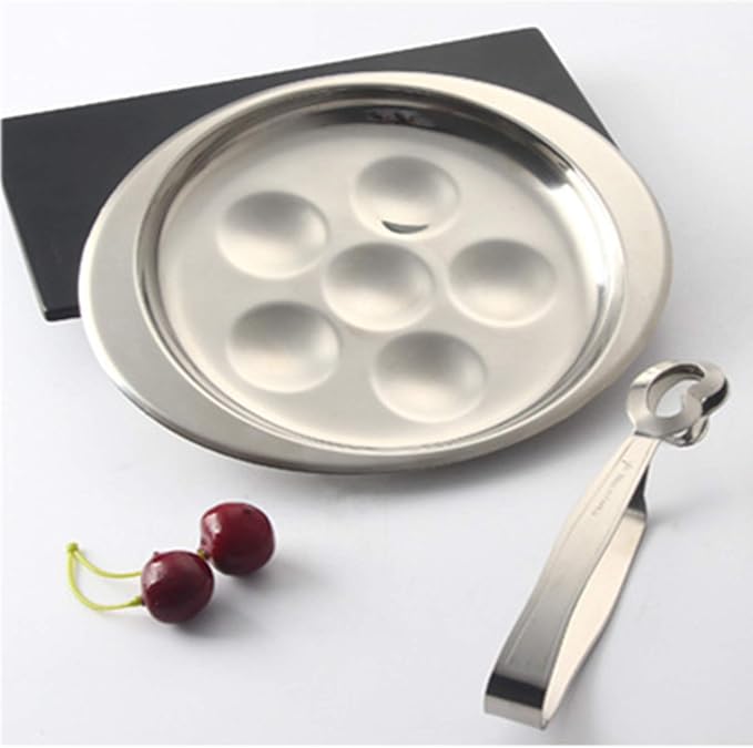 HAN SHENG Stainless Steel Escargot Plates, Set of 2 (6 Wells Each), Snail Trays for Restaurant, Hotel, Catering
