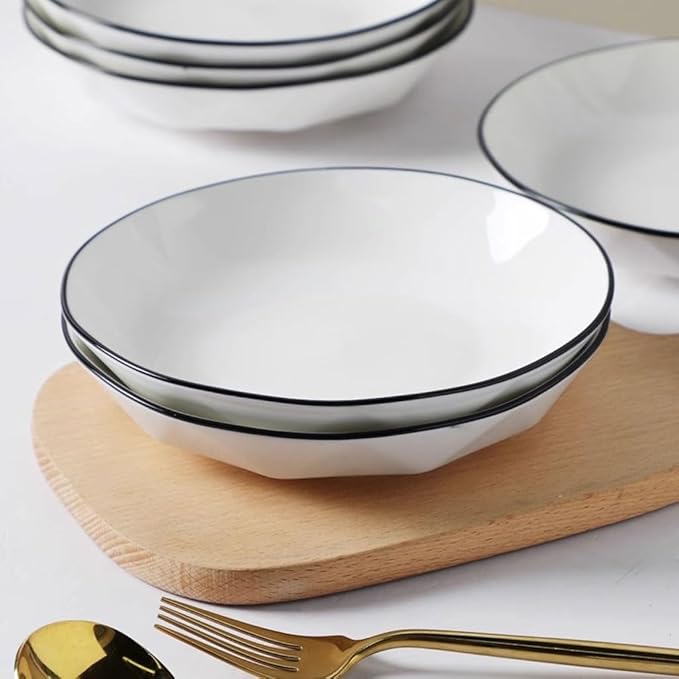 SONGCHAO Party Supplies Nordic Ceramic Plate Dish Plate Home Plate Set Deep Soup Plate Creative Large Soup Plate Dessert Plate Party Plates (Color : 7inch)