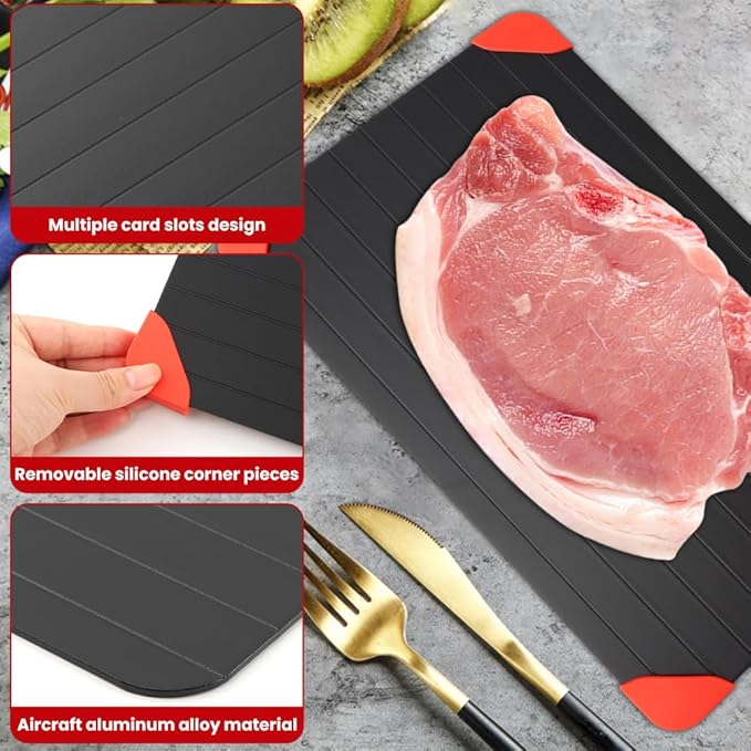 Defrosting Tray for Frozen Meat – 14x8in Non-Stick, Rapid Thaw & No Microwave/Hot Water | Home Kitchen Essential for Busy Cooks – Quick Weeknight Meals & Safe Food Thawing