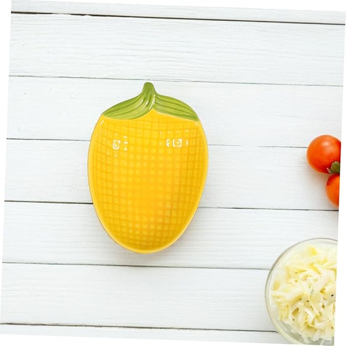 2pcs Corn Shape Ceramic Salad Plate Dipping Sauce Bowl Dessert Serving Trays Appetizer Dishes for Parties Decorative