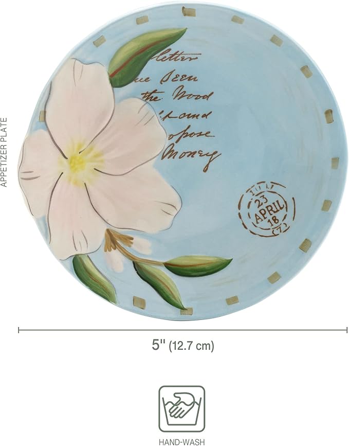 Fitz & Floyd Fitz and Floyd Toulouse Appetizer Plates, Set of 4, 5-Inch, Blue