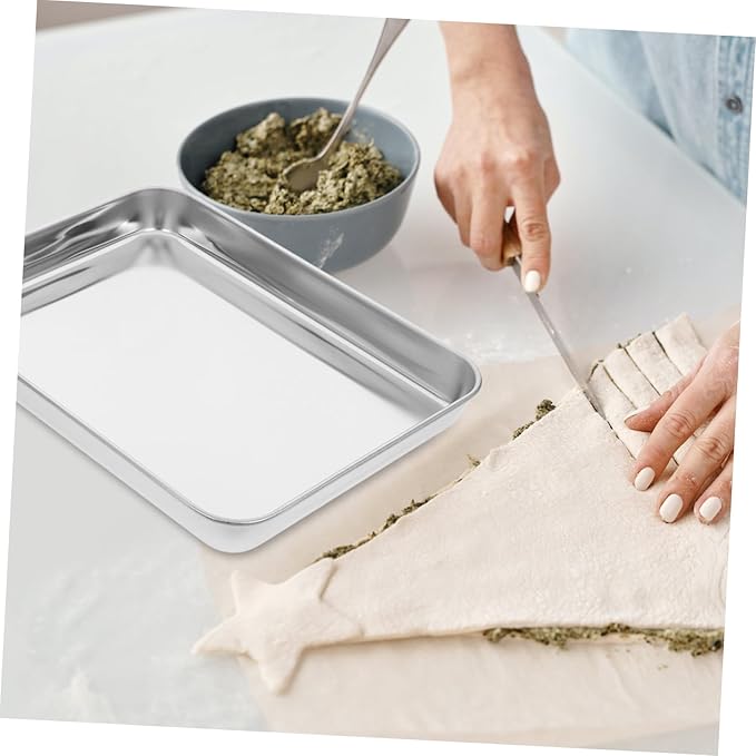 3pcs Oven Steel Plate for Baking Stainless Steel Baking Pan Serving Trays Bbq Platter Grill Platter