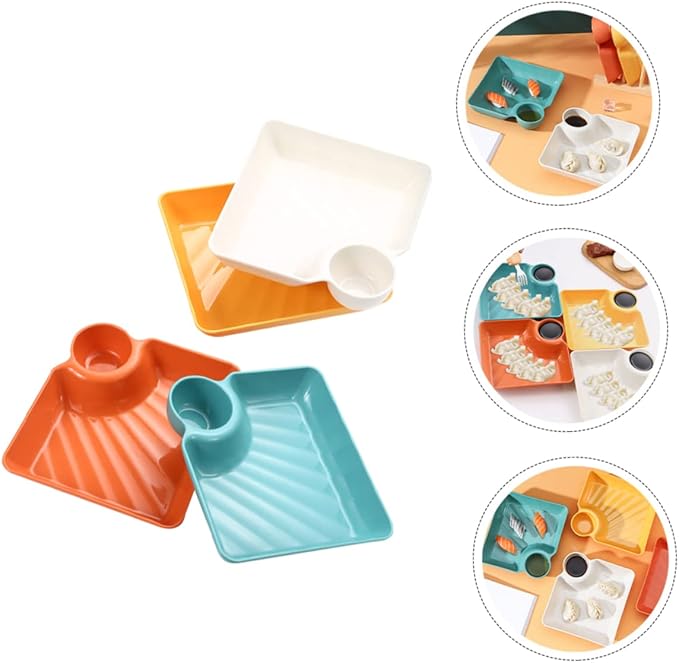 Cabilock 4Pcs Simple Style PP Snack Dishes Dumpling Plates for Appetizers Home Tableware and Easy to Clean for Serving Desserts and Bites