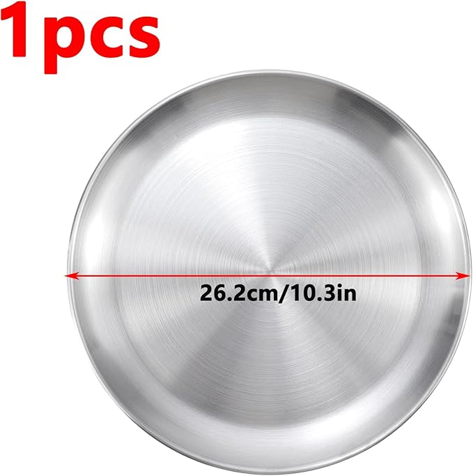 Antrader Silver Stainless Steel Tray,Round Serving Tray for Coffee Table Living Room,Bathroom