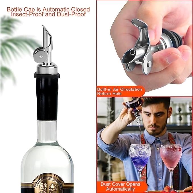 6PCS Weighted Liquor Bottle Pourers, Auto Flip Olive Oil Spout, Stainless Steel Olive Oil Dispenser Spout, Alcohol Pourer Spouts, Liquor Pourers for Suitable About 3/4" Bottle Mouth