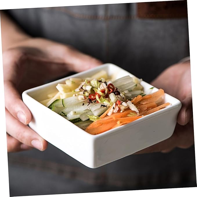 2pcs Ceramic Bowl Mini Square Dishes for Serving Banchan Seasoning Sauce Appetizer Dipping