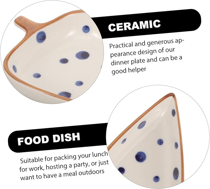 PRETYZOOM Creative Ceramic Leaf Snack Plate Dipping Sauce Dish Multipurpose Side Dish for Home and Restaurant Serving Appetizers Salads Desserts and Snacks