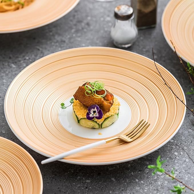 SONGCHAO Party Supplies Western Dinner Plate, Steak Plate, Dish Plate, Household Salad Deep Plate, Ceramic Creative European Tableware Party Plates (Size : Large)