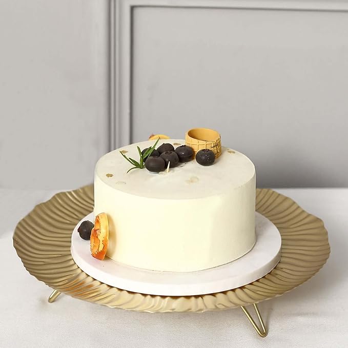Efavormart 12" Gold Wavy Hairpin Leg Metal Serving Tray Dessert Display, Pedestal Wedding Cake Cupcake Stand Centerpiece