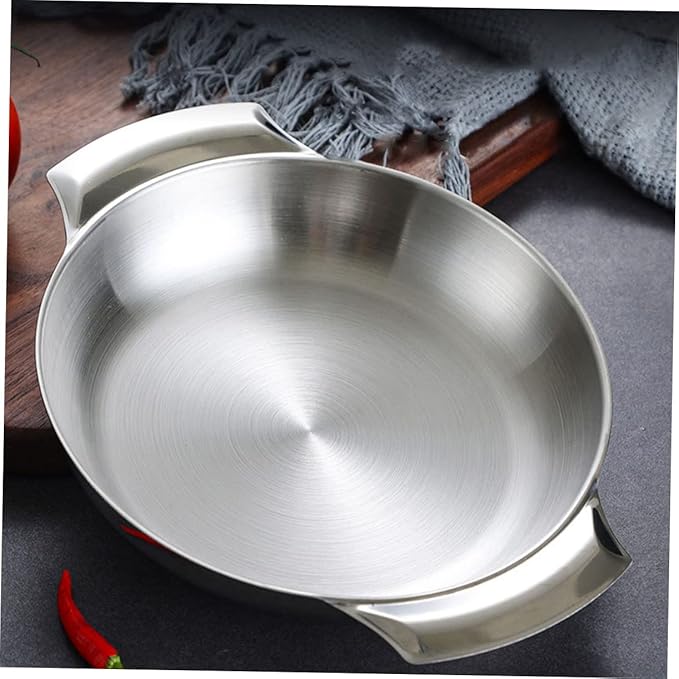 BESTOYARD Stainless Steel Snack Serving Tray Deep Round Plate for Home Elegant Food Storage Container for Parties Birthdays Family Gatherings Easy to Clean Silver Finish