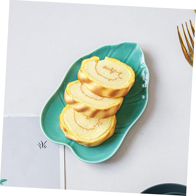 Mobestech Leaf Pattern Ceramic Plate for Desserts Snacks Appetizers Versatile Dinnerware Dishwasher Safe