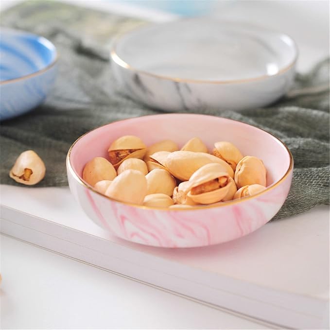 Appetizer Plate Ceramic Sauce Dish Marble Pattern Round Fruit Seasoning Soy Vinegar Ketchup Sauce Bowl Pigments Plates Tableware Snack Plate Sauce Dipping Saucer Trays