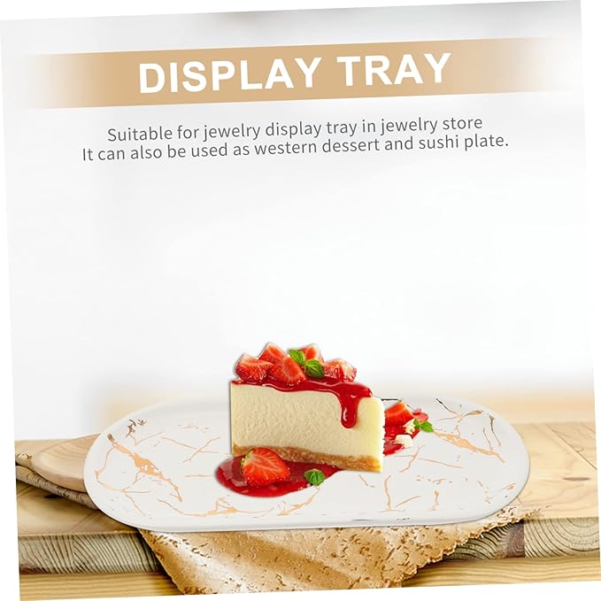 3 Pcs Marble Ceramic Plate Appetizer Serving Tray Dessert Plate Ceramic Marble Tray Restaurant Sushi Plate Ceramic Fruit Plate White Dinner Party Dressing Table Cosmetic Ceramics