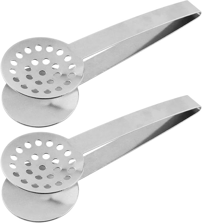 Teabag Squeezer 2PCS Stainless Steel Tea Bag Tongs Strainer Round Teabag Holder Gadget