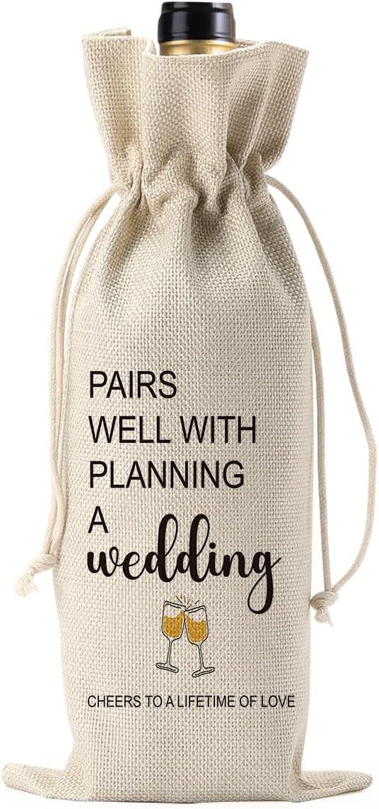 Funny Wedding Wine Bag, Engagement Party Decorations, Engagement Gifts for Women Couples, Wedding Gift Ideas for Mr and Mrs, Bride to Be & Shower Gifts
