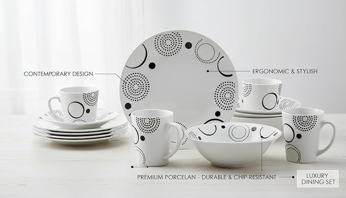 12-Piece Ceramic Dinnerware Set, Grey & White Modern Minimalist Tableware, Dishwasher & Microwave Safe, 4-Person Bowl Plate Cup Set