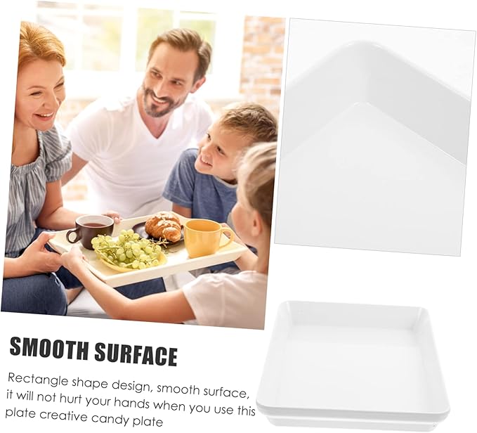 OUNONA Thickened Rectangular Serving Plate Oven Safe Ceramic-Style Snack Dish for Barbecue Pasta and Dinner for Kitchen Parties and Home Dining